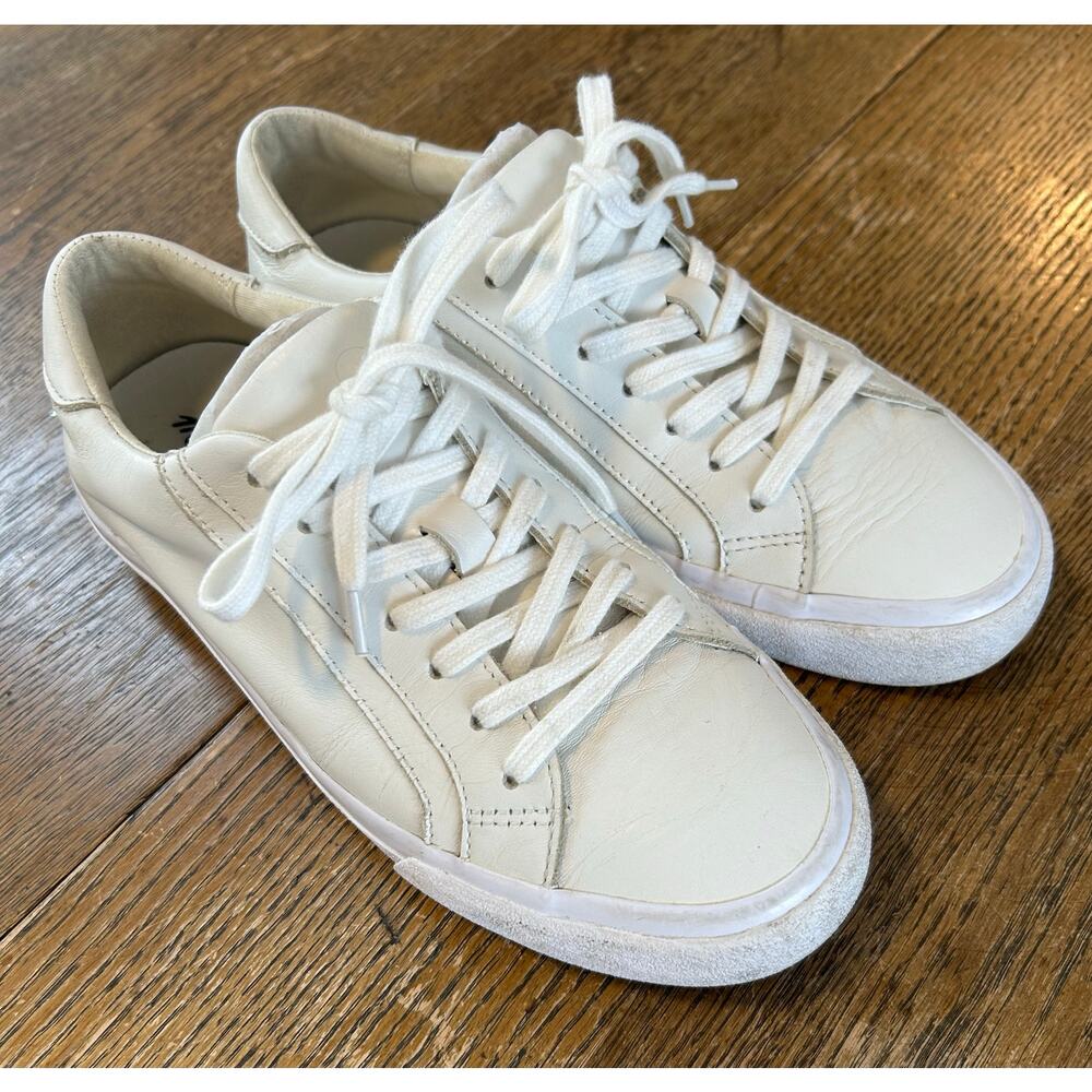 Madewell Sidewalk Low Top Genuine Leather Sneaker Off White Lace Up Sz 8